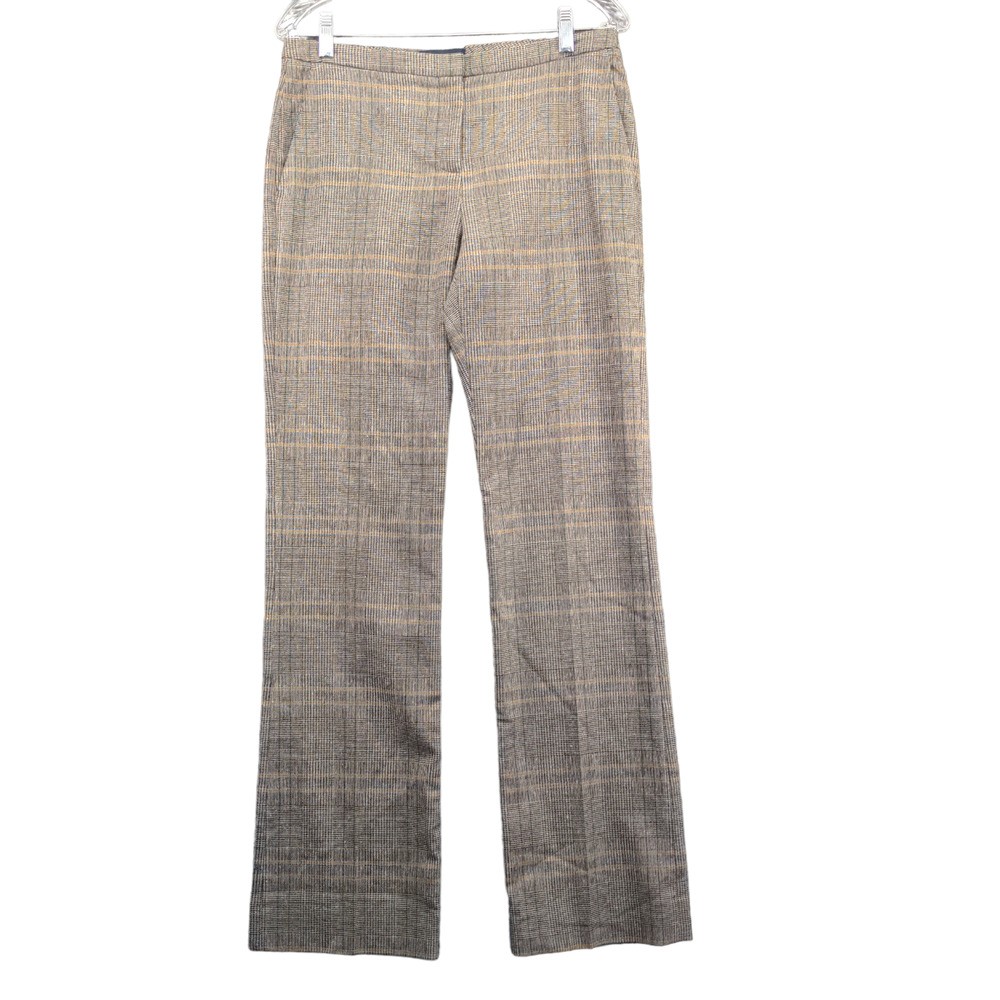Piazza Sempione Women's Violette Straight Dress Pants 42 Multi Plaid Wool Blend